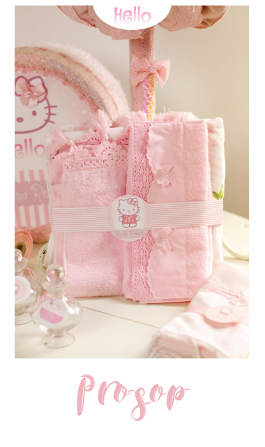 Trusou de botez personalizat brodat cu Hello Kitty pentru fete, Kitty Sugar  1
